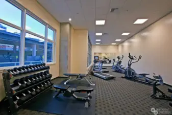 The fitness center is always open, located on the lobby level.
