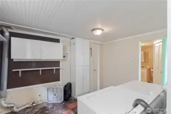 Laundry room in basement