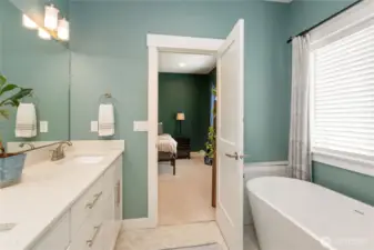 Primary bathroom with soaking tub.