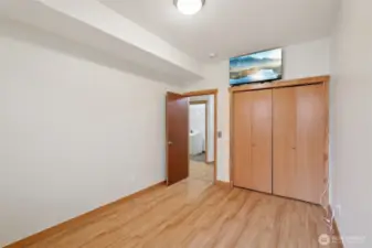 One of the 3 bedrooms in the lower level.