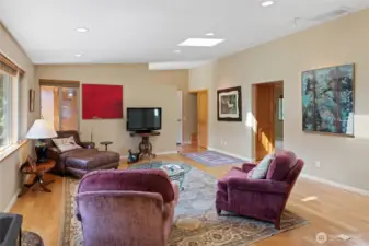 Natural light from south facing windows and many skylights.
