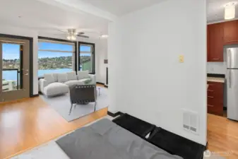 Spacious bedroom with views. Virtual staging.