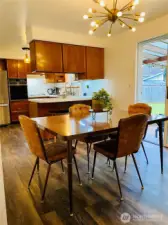 Enjoy your dining room with a view of the covered patio and updated lighting!