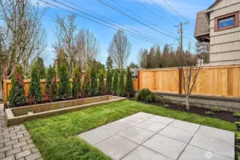 Private, fenced patio and yard