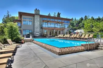 and gorgeous pool, lounge area and hot tub