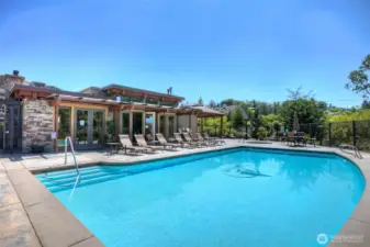 Inviting pool deck and spa . . .
