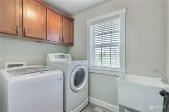 The upstairs laundry, with washtub, is the finishing touch to this well-planned home.