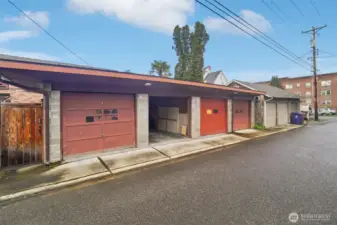 The garage is the second one from the left when you come through the back gate