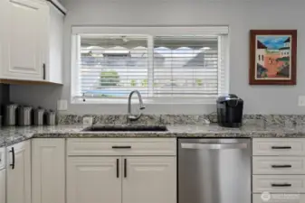 Watch the fun and gaze at your garden from kitchen sink.