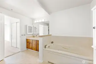 Enjoy the Large Soaking Tub in the primary Suite