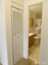 Bathroom entry in hallway at south side of the home.