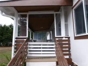Entry to back porch next to the garage.