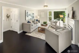 Entry w/ coat closet and wall nook.