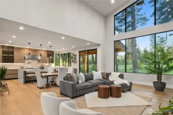 Great Room with soaring windows