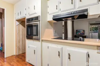 Kitchen with new over and counter stove