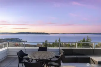 Rooftop terrace offering scenic views of Elliott Bay overlooking the Sculpture Park and the waterfront.