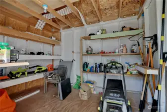 Interior of the Storage Shed w/Built-In Shelving.