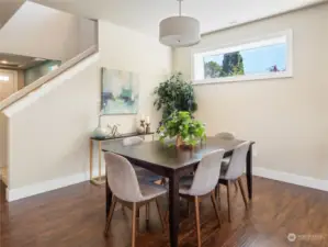 Spacious dining area has room for everyone at the table.