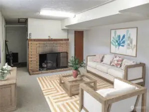 Basement family room (virtually staged).