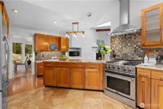 The kitchen is across the hall from the formal dining area at the front of the house.