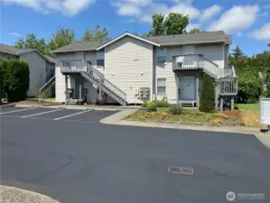 2 parking spots per unit.  New blacktop