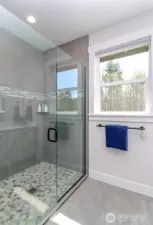 Primary spacious shower.