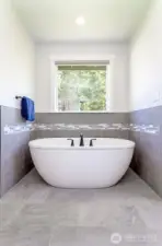 Primary bath large soaking tub.