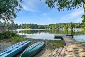 Private dock and beach