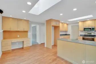 Kitchen with built in desk