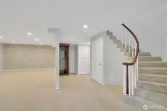 Downstairs family room with Built in phone booth!