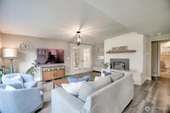 Large living area with electric fireplace