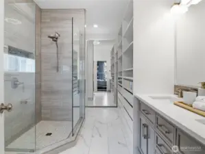 Primary bath with heated floor.