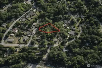 Overhead view with approximate boundaries in red.