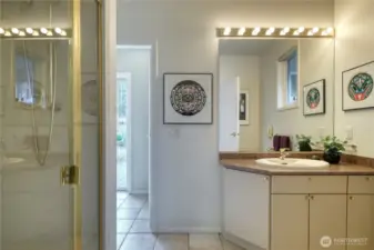 Main floor bathroom with steam shower