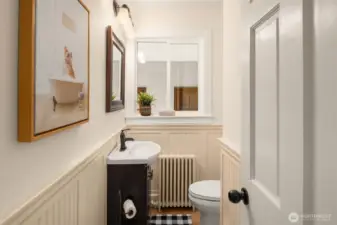 Timeless main level powder room.