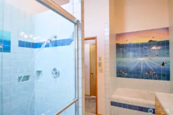 Main Bath Tiled by local artist