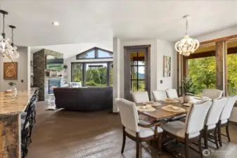 Great room with large dining area.