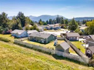 Fully fenced back yard offers privacy and security.