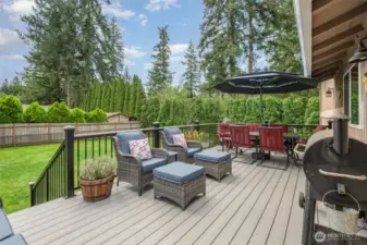 The back deck provides a peaceful retreat, perfect for relaxing or entertaining.