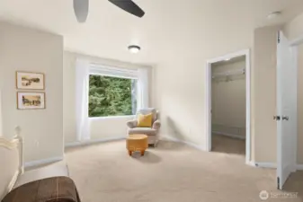 The primary bedroom features two generously sized walk-in closets - one off the main area and one off the ensuite.