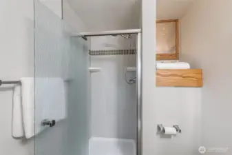 Primary suite bathroom with shower