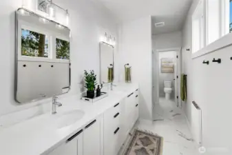 Bright and roomy primary bath - double sinks