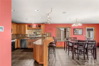 Open concept kitchen and dining area