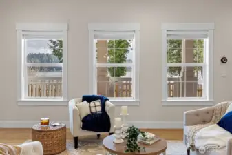 The water view is ever-changing with marine life and recreational activities.