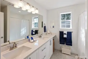 Third bathroom, located on the second floor complete with tub and shower.