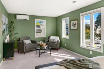 Spacious Primary bedroom with so much room! Mini-splits in every bedroom for air conditioning.