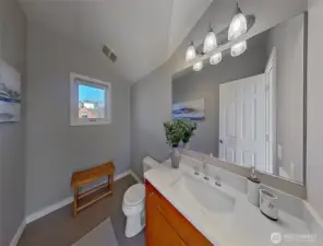 Large half bath with room to add a shower or tub.