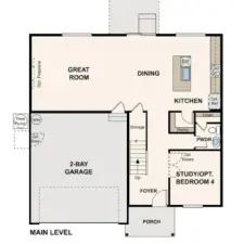 Disclaimer – Main Floor – Marketing rendering of floor plan, illustrative purposes only – may vary per location.