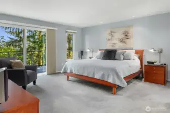 The primary suite is large and access to the deck.