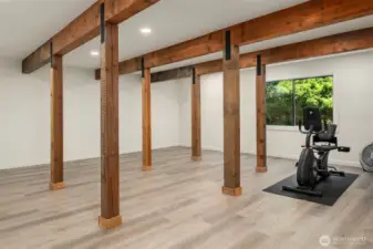 Gym, storage, playroom, work from home? This versatilve room offers a light and bright space with private patio.